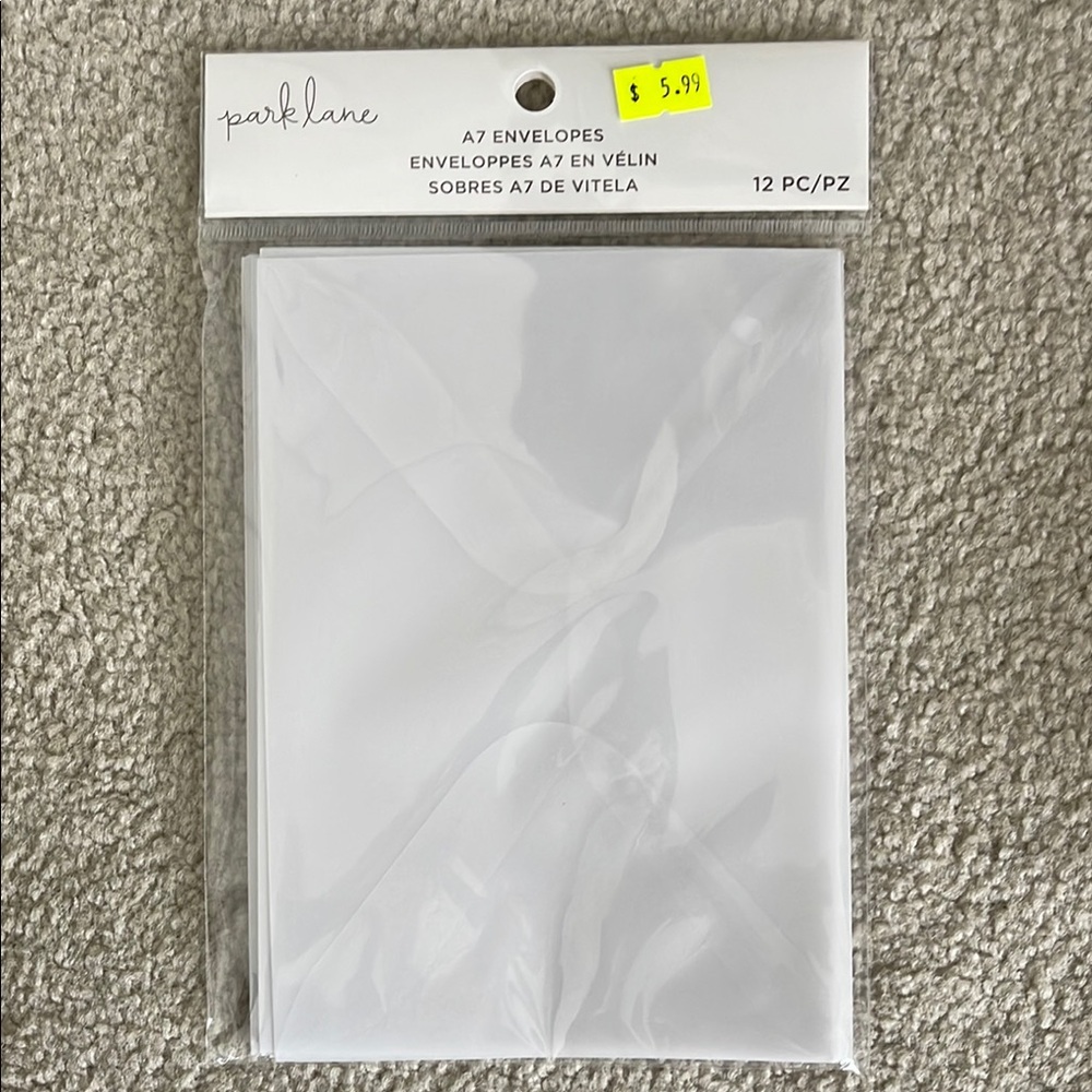 (Buy 2 packs for $7) Park Lane White A7 Envelopes Set